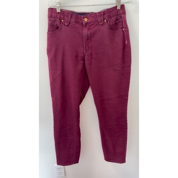 Tommy Hilfiger Pants - Tommy Hilfiger Womens Burgundy Ankle Pants Size 12 Stretch Slim Fit Wine Red
